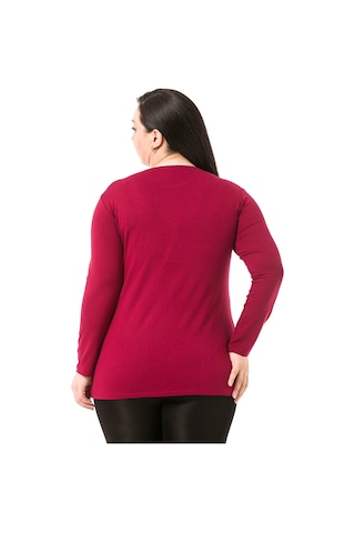 Disentis Büyük Beden Bisiklet Yaka Uzun Kollu Viskon Bordo Body Bordo