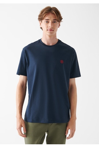 Mavi Mühür Logo Nakışlı Lacivert Tişört Loose Fit / Bol Rahat Kesim 067074-33207 Lacivert