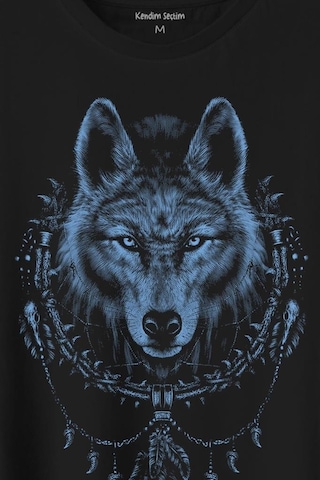 Bozkurt Kurt Kafası Wolf Mavi Baskılı Tişört Unisex T-shirt 001