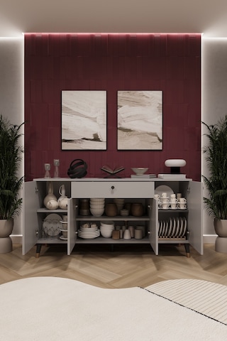 Asra Trend Lüks Konsol Tv Ünitesi %100 Mdf Salon Ve Yemek Odası Ünitesi Knsl03 Kül Gri