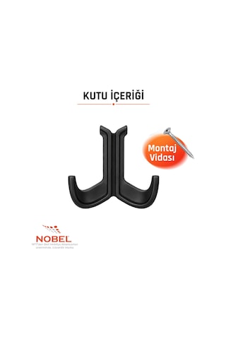 Marmaris Lüks Askı, Metal, Vestiyer Askı, 85 Gr, Dolap Askılık, Duvar Askılığı, Mat Siyah Vidalı 5 Adet