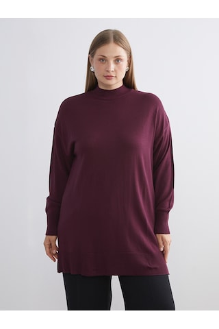 Lcw Modest Bordo Dik Yaka Kadın Triko Tunik