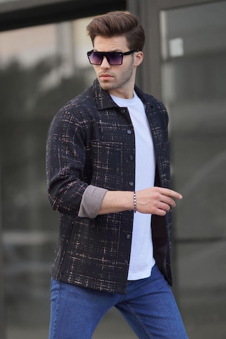Madmext Vizon Desenli Regular Fit Erkek Gömlek 6722 Vizon