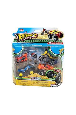 Express Wheels Animal Truck Ve Motosikletli Oyuncak Dörtlü Extreme Sporlar Seti Çok Renkli