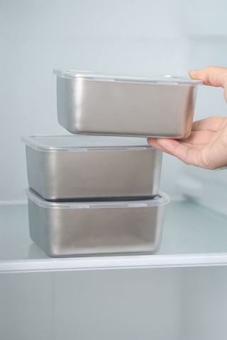 8 Adet 304 Çelik 550 Ml Yemek Meyve Et Buzdolabı Beslenme Saklama Kabı Mt107-8 Gri
