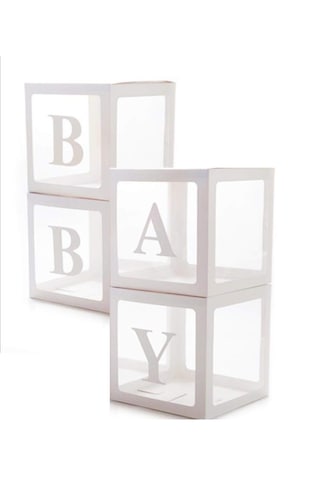 Baby Ve Gırl Yazılı Beyaz Şeffaf Balon Kutusu, Baby Shower Ve Doğum Günü Partisi İçin Dekoratif Kutular