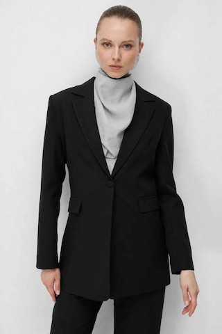 Mizalle Basic Tek Düğmeli Siyah Ceket
