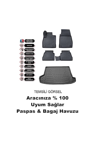 Peugeot 3008 Üst 2016+2023 Araca Özel Lüx 3d Paspas Ve Bagaj Havuzu