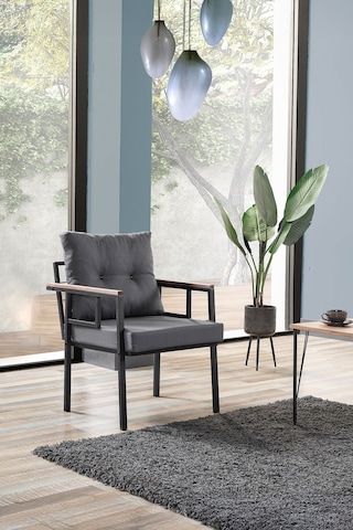 Evdemo Saye Metal Bahçe Balkon Oturma Takımı 2+1+1+orta Sehpa Antrasit Antrasit