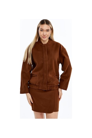 Selectmoda Kadın Önü Bindirmeli Süet Mini Etek Kahverengi