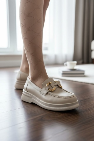 Enoch Kadın Bej Gold Köprü Tokalı Comfort Tabanlı Şehir Loafer Ten
