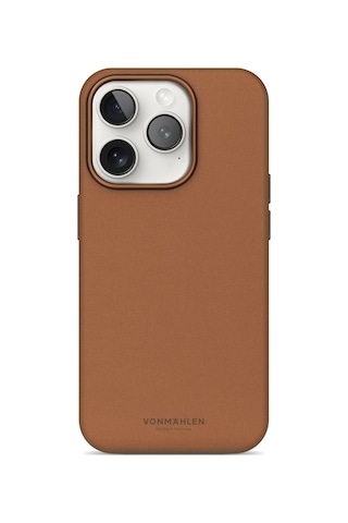 Vonmahlen Apple Uyumlu iPhone 16 Pro Max Deri Görünümlü Magsafe Kılıf Kahverengi
