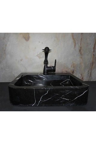 Toros Siyah Batarya Çıkışlı Kare Lavabo