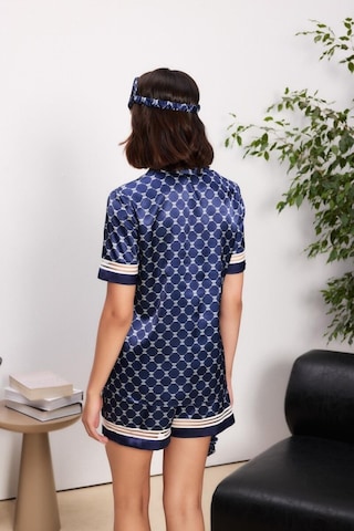 Pierre Cardin Laci Saten Biyeli Kadın Pijama Şort Takımı 1325 Lacivert