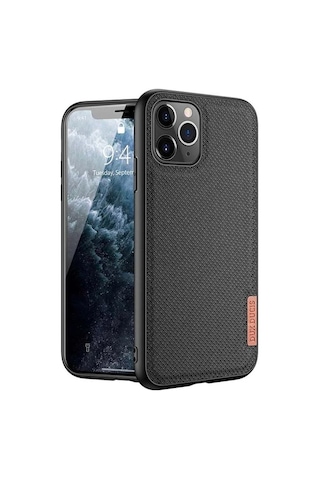 Dux Ducis Fino Serisi Apple iPhone Uyumlu iPhone 11 Pro 5.8inç Kılıf Premium Dokuma Silikon Kılıf- 5775 Siyah