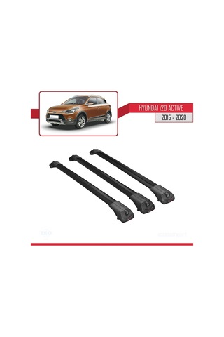 Hyundai İ20 Actıve 2015-2020 Arası İle Uyumlu Ace-1 Ara Atkı Tavan Barı Siyah 3 Adet Bar