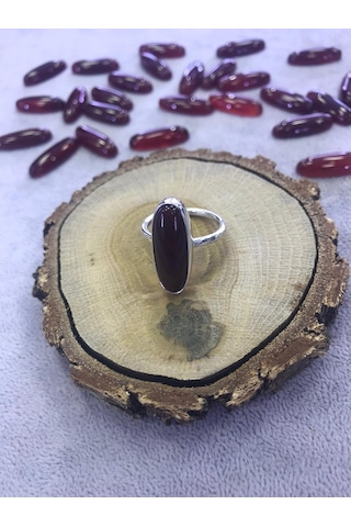 Akik Taşlı Gümüş Yüzük 925 Ayar Doğal Taş - 358831934