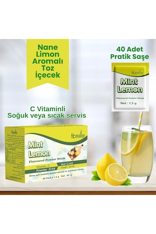 Fibrelle Nane Limon Aromalı Toz İçecek 1,5 G Saşe 40 Adet 60 G