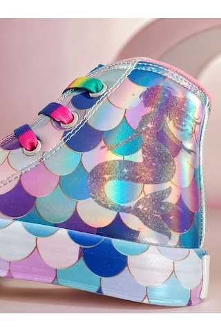 Mermaid Fermuarlı Hologram Kız Çocuk Sneakers Gri