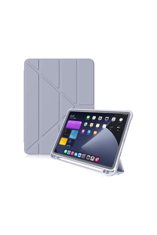 S7 T870 T875 T877 İle Uyumlu Kılıf Kalem Bölmeli Trifolding Case Mor Sku: Zeusb0dxmsk1z2 Arka Kapak