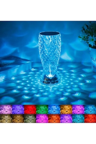 Kristal Masa Lambası Rgb Renk Değiştiren Gece Lambası 16 Renk Ve 4 Mod Dokunmatik Kontrol Diğer