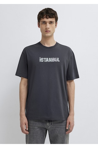 Mavi - İstanbul Baskılı Antrasit Tişört 0613593-80106