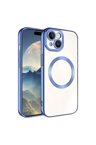 Apple Uyumlu iPhone 15 Kılıf M-safe Wireless Şarj Özellikli Zore Setro Silikon Sierra Mavi
