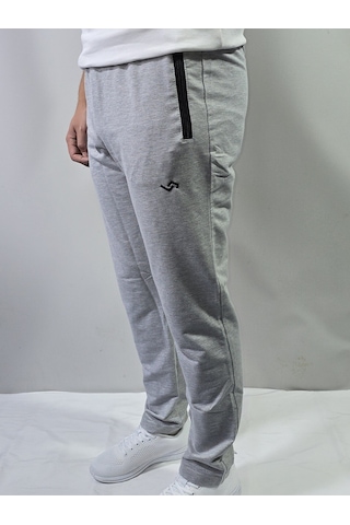 Jump Erkek Pamuklu Slim Fit Düz Paça Eşofman Altı Melanj Gri
