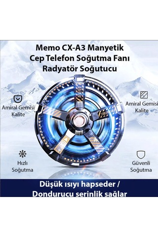 Ultra Soğutma Cx 09 Turbo Telefon Soğutucu Oyun Canlı Yayın Youtuber İçin Magsafe Mıknatıslı