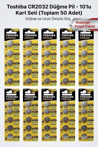 Cr2032 3v Lityum Düğme Pil - 10 Kart / 50 Adet Paketi Cr2032 3v Lityum Düğme Pil - 10 Kart / 50 Adet Paketi
