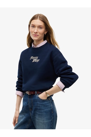 Tommy Hilfiger Scrıpt Regular C-nk Swt Kadın Mavi Sweatshirt - Ww0ww51598