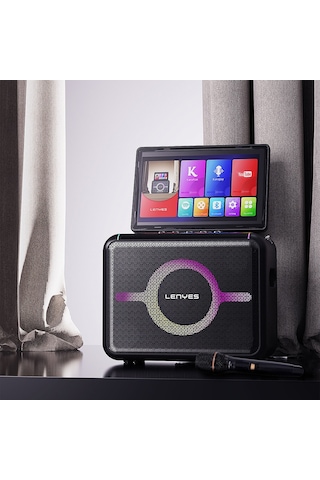 Lenyes S892 Rgb Işıklı Mikrofonlu Dokunmatik Ekranlı Tws Bluetooth Speaker Hoparlör V5.3 300w Siyah