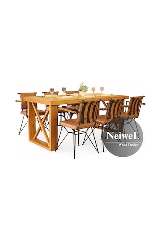Neiwel Mai X Doğal Ahşap Yemek Masası-70-120 Açık Ceviz