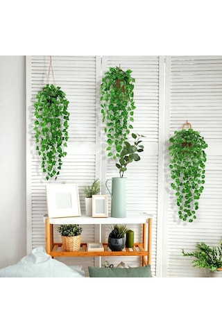 Yapay Çiçek 3lü Set Saksıda Sarkan Sarmaşık Hedera Oval Ve Yuvarlak Yapraklı Modeller