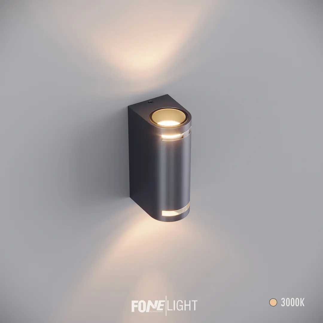 Fonelight Lunara Glass Alüminyum Modern Led İç Mekan / Dış Mekan Duvar Apliği Antrasit