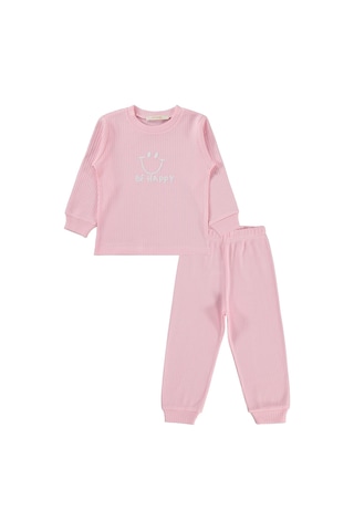 Minidamla Baby Minidamla Gülen Yüz Baskılı 1-7 Yaş Pijama Takımı - Pembe