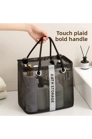 Reedark Süper Geniş Ağızlı Banyo Sepeti - Folding Şeffaf Organizer Çanta, Büyük Kapasiteli Duş Gereçleri Saklama Siyah Alçak Model Diğer