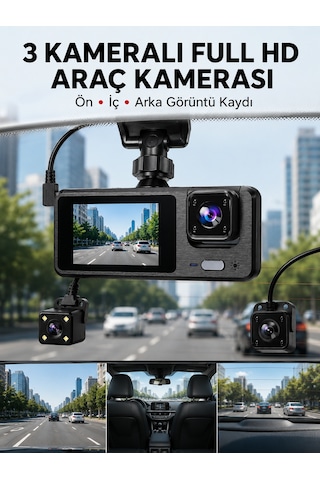 3 Kanallı Araç Dvr Ön + İç + Arka Kamera İle Tam Kapsama, Yükse 76972550