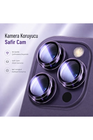 Samsung Galaxy S26 Uyumlu Kamera Lens Koruyucu Safir Cam Metal Çerçeveli - Sierra Mavisi