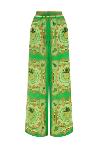 Alemais Alemaıs Ipek Geniş Paça Pantolon Yeşil