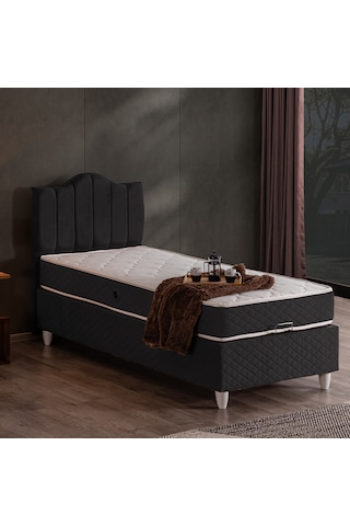 Trend Tek Kişilik Baza Başlık Letto Yatak Seti Antrasit 90 x 200