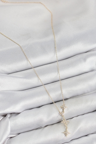 Shoecide Pirinç Zirkon Taşlı Kutup Yıldızı Model Gold Renk Kadın Kolye Çok Renkli