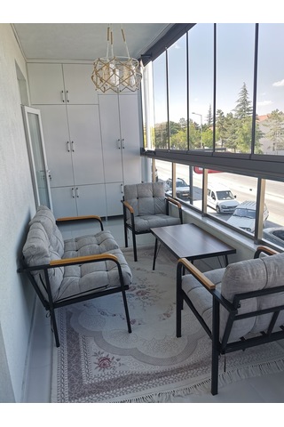 Modern Mars Balkon, Bahçe, Cafe - Salon - Metal Kanepe Koltuk Takımı - 2+1+1 + Sehpa Krem Modernsh61 Krem