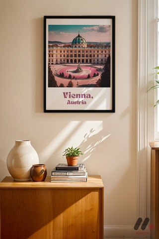 Viyana Seyahat Posteri, Siyah Çerçeveli Duvar Tablosu - Seyahat Severlere Hediye