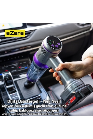 Ezere Kablosuz El Süpürgesi 20000pa Çekim Gücü,3kademeli,21v 2.0ah Batarya