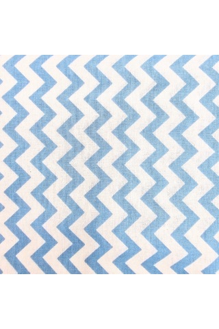 Mavi Zikzaklı %100 Pamuklu Ranforce Çarşaf Seti Mavi