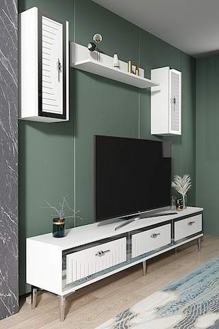Tvr1801bs - Tuna Tv Ünitesi Beyaz Sılver 180cm Beyaz - Sılver
