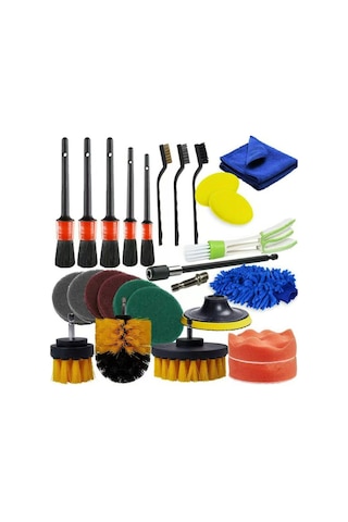 27 Adet Araba Temizleme Fırçaları Parlatma Pedleri E23563