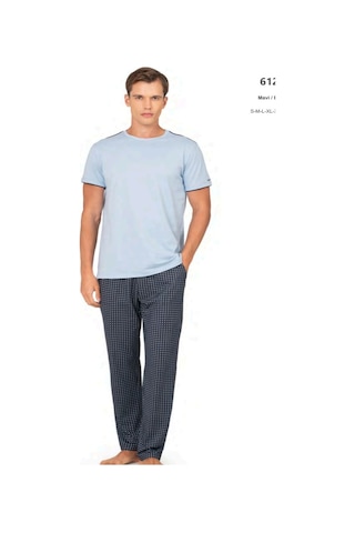 Pierre Cardin 6122 Erkek Kısa Kollu Bisiklet Yaka Pijama Takımı-mavi