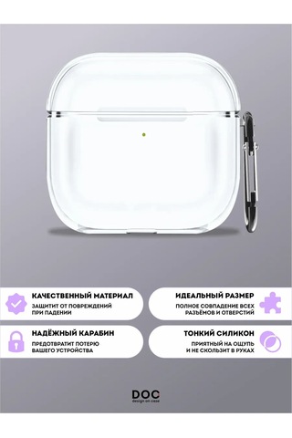 Designoncase Airpods Uyumlu 4 İçin Tek Renkli Şeffaf Kılıf 280412001 Beyaz